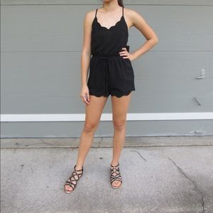 Black scalloped romper